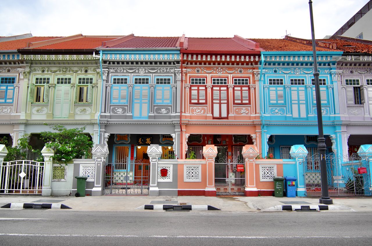 Vibrant Peranakan shophouses in the Joo Chiat district, a renowned Singaporean heritage spot.
